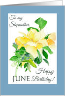 For Stepmother June Birthday Yellow Dreaming Spires Roses card