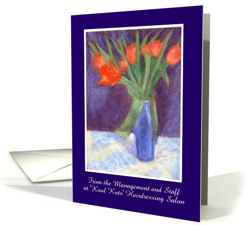 Custom Front Norooz Greetings with Bright Red Tulips card (905606)