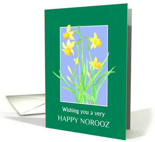 Norooz Greetings with Spring Daffodils on Sky Blue card (907602)