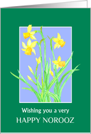 Norooz Greetings with Spring Daffodils on Sky Blue card