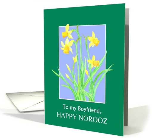 For Boyfriend Norooz Spring Daffodils on Sky Blue card (907616)