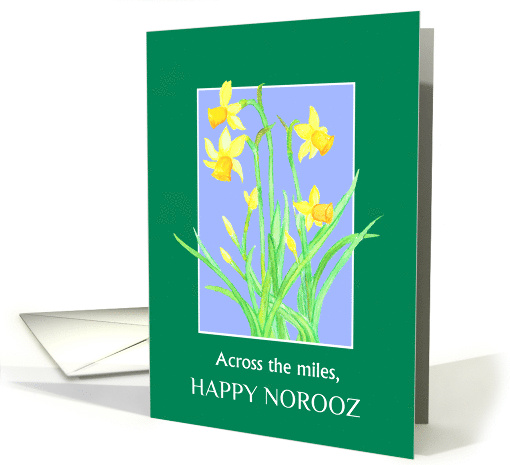 Norooz Across the Miles Spring Daffodils on Sky Blue card (907630)