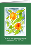 Custom Front Get Well from Back Pain with Bright Orange Marigolds card