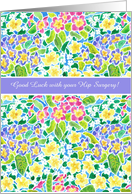 Custom Front Get Well from Hip Surgery with Primroses Pattern card