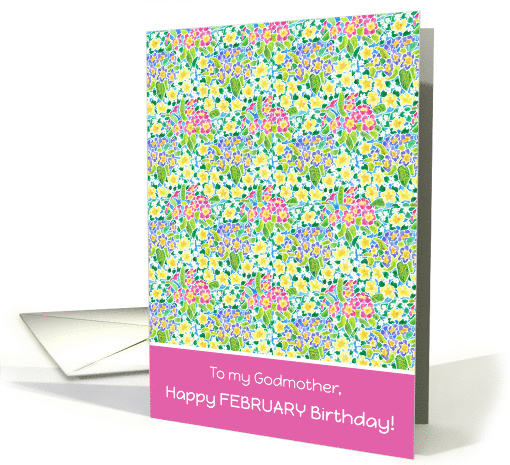 For Godmother February Birthday with Primroses card (918474)