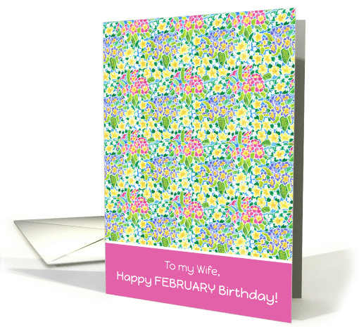 For Wife February Birthday with Primroses card (918771)