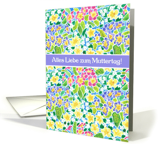 Mother's Day Wishes in German with Primroses Blank Inside card