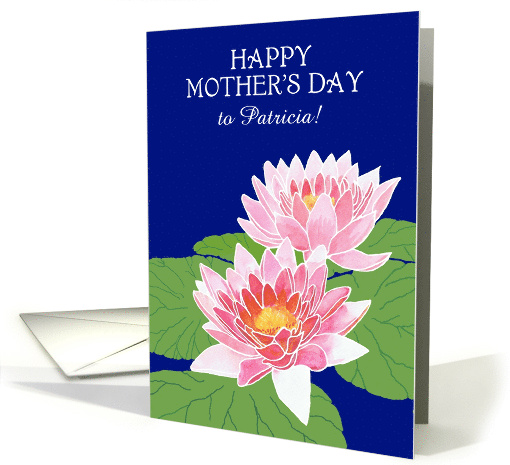 Custom Name Mother's Day with Pink Water Lilies card (921607)