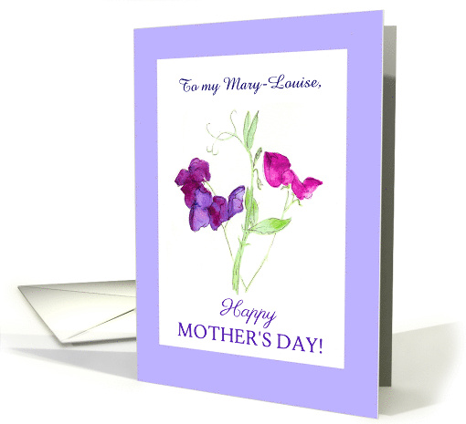 Custom Name for Mother's Day Watercolour Sweet Peas card (923021)