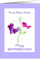 Custom Name for Mother’s Day Watercolour Sweet Peas card