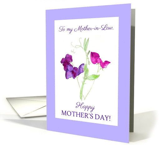 For Mother in law on Mother's Day Watercolour Sweet Peas card (923022)