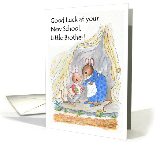 Little Mouse New School Good Luck Card for Little Brother card