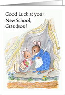 For Grandson Good Luck at New School with Fun Mouse Family card