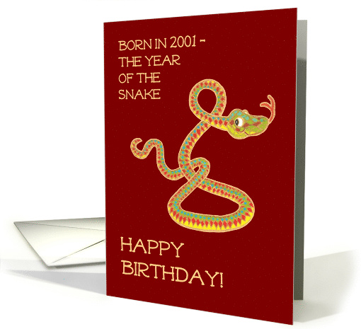 Birthday for Anyone Born in 2001 the Chinese Year of the Snake card