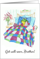 For Brother Get Well Wishes with Fun Frog in Bed card