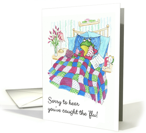 Get Well Soon from 'Flu with Fun Green Frog card (930125)