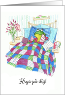 Get Well in Swedish with Fun Frog in Bed Blank Inside card