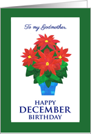 For Godmother’s December Birthday with Bright Red Poinsettia card