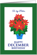 For Sister’s December Birthday with Bright Red Poinsettia card