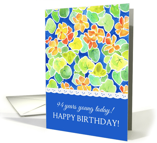 94th Birthday with Bright Orange Nasturtiums Pattern card (935128)