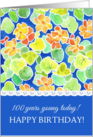 100th Birthday with Bright Orange Nasturtiums Pattern card