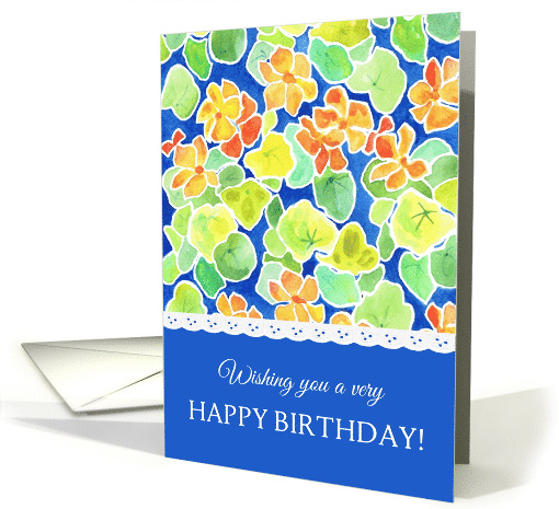 Birthday Greetings with Bright Nasturtiums Pattern card (935514)