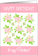 For Partner’s Birthday with Vintage Pink Rosebuds card