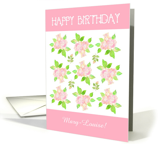 Custom Name Birthday with Vintage Pink Roses card (936297)