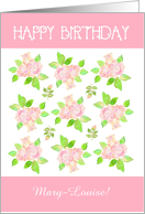 Custom Name Birthday with Vintage Pink Roses card
