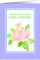 Maid of Honor Invitation with Pink Albertine Roses card