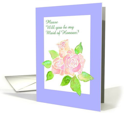 Custom Front Vintage Pink Roses Maid of Honour Invitation card