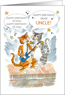 Custom Relation for Uncle’s Birthday with Comic Singing Cats card