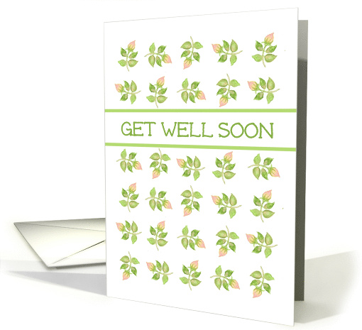 Get Well Wishes with Pink Rosebud Pattern card (938729)