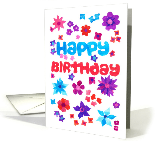 Birthday Greetings with Bright Floral Pattern card (945693)