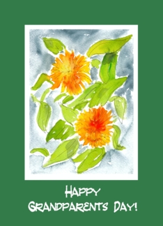 Grandparents Day Card, Pot Marigolds