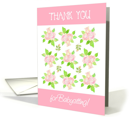 For Babysitter Thanks with Nostalgic Pink Roses card (955379)