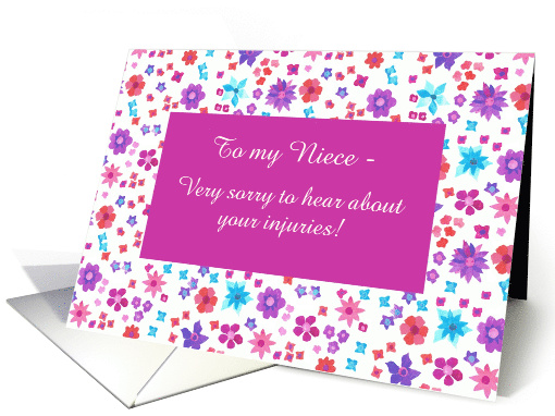 For Niece Custom Front Get Well from Injury Floral Pattern card