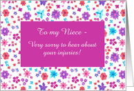 For Niece Custom Front Get Well from Injury Floral Pattern card