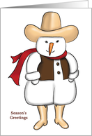 Cowboy Snowman - Christmas - Western card