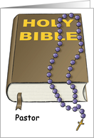 Pastor - Bible - Rosary - Note Card - Blank Inside card