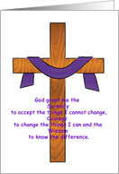 Cross - Serenity Prayer - 12 Step Recovery - Encouragement card