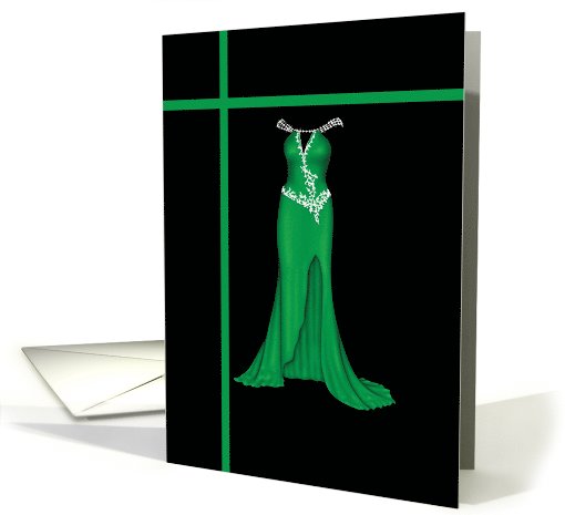Green Formal Dress - Note Cards - Blank card (542439)
