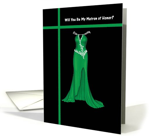 Matron of Honor - Green Dress card (542517)