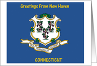 Connecticut - City of New Haven - Flag - Souvenir Card