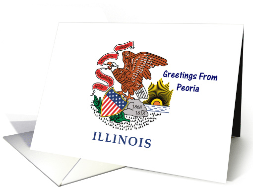 Illinois - City of Peoria - Flag - Souvenir card (552716)