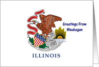 Illinois - City of Waukegan - Flag - Souvenir Card