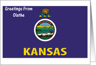 Kansas - City of Olathe - Flag - Souvenir Card
