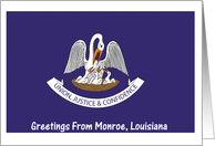 Louisiana - City of Monroe - Flag - Souvenir Card