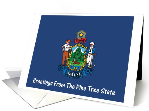 Maine - The Pine Tree State - Flag - Souvenir card (553122)