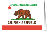 California - City of San Leandro - Flag - Souvenir Card